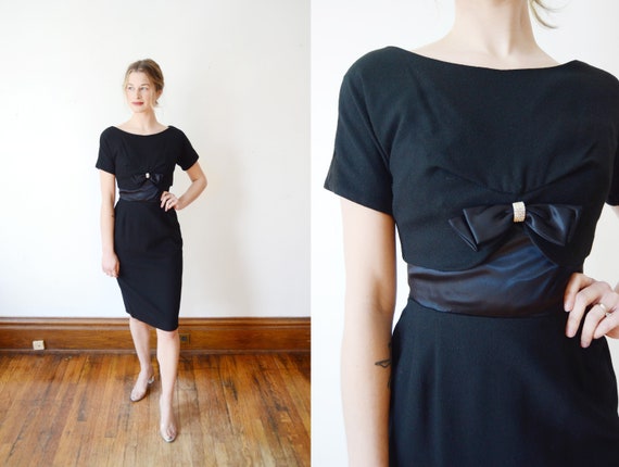 50s Black Betty Barclay Cocktail Dress - XS