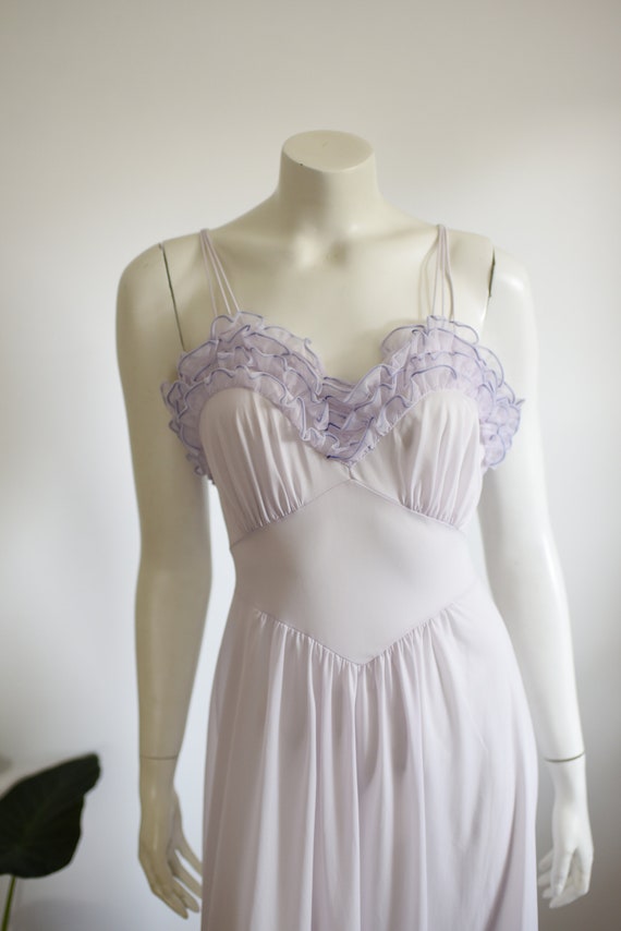 1950s Purple Ruffle Nightgown - S - image 4