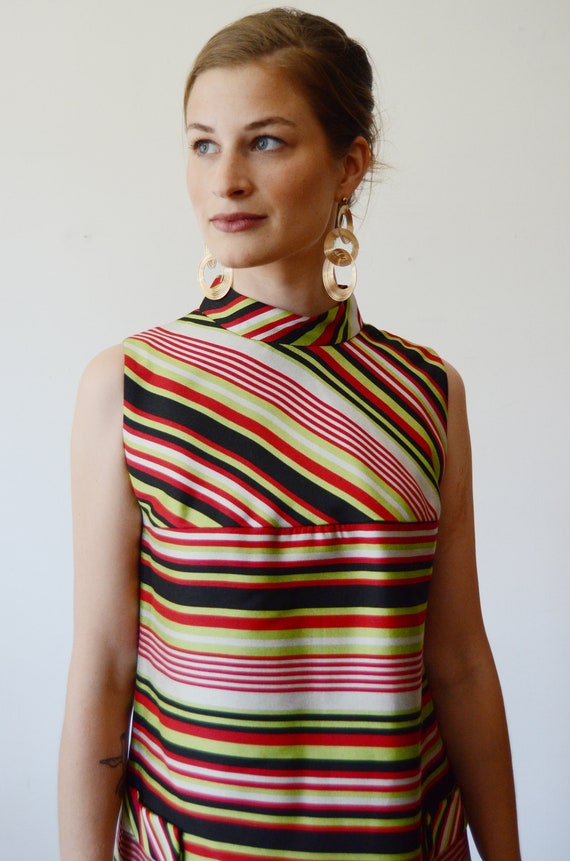 1960s Striped Mod Shiftdress - XS/S - image 5