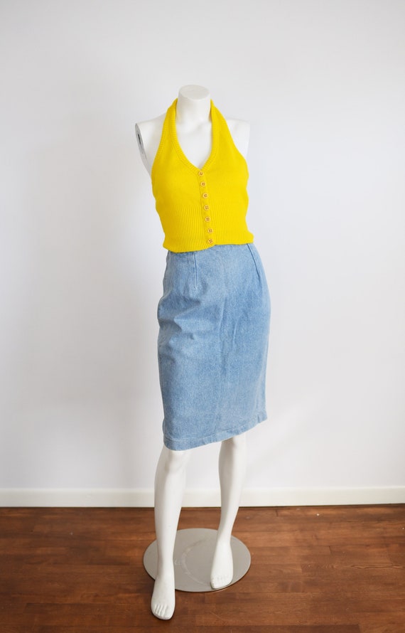 1980s Light Blue Denim Skirt - XS