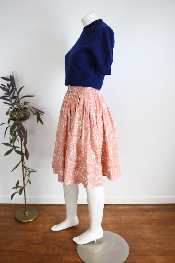 1960s Pink Floral Circle Skirt - XS - image 4