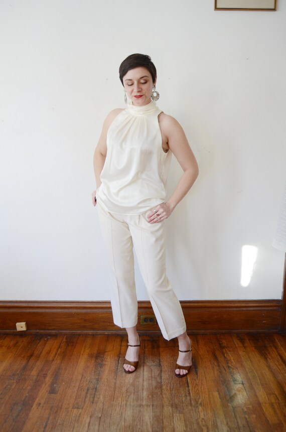 1980s Sleeveless Turtleneck Blouse - M - image 3