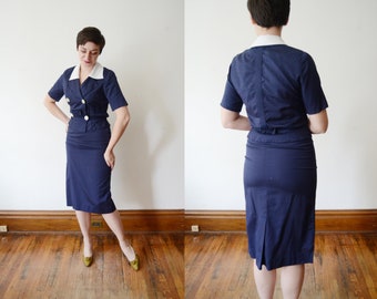 50s Summer Suit / 1950s Blouse and Skirt Set - XS/S