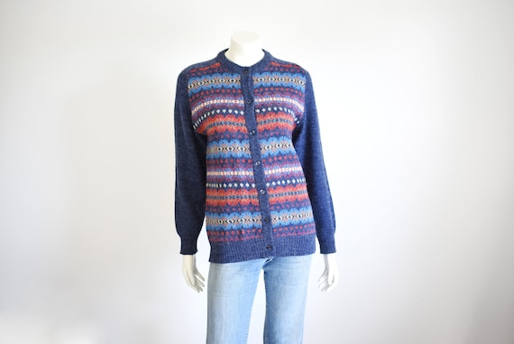 SALE 1970s Blue Cardigan - M