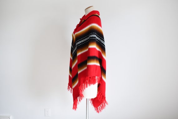 1970s Knit Red Poncho - S/M/L - image 3