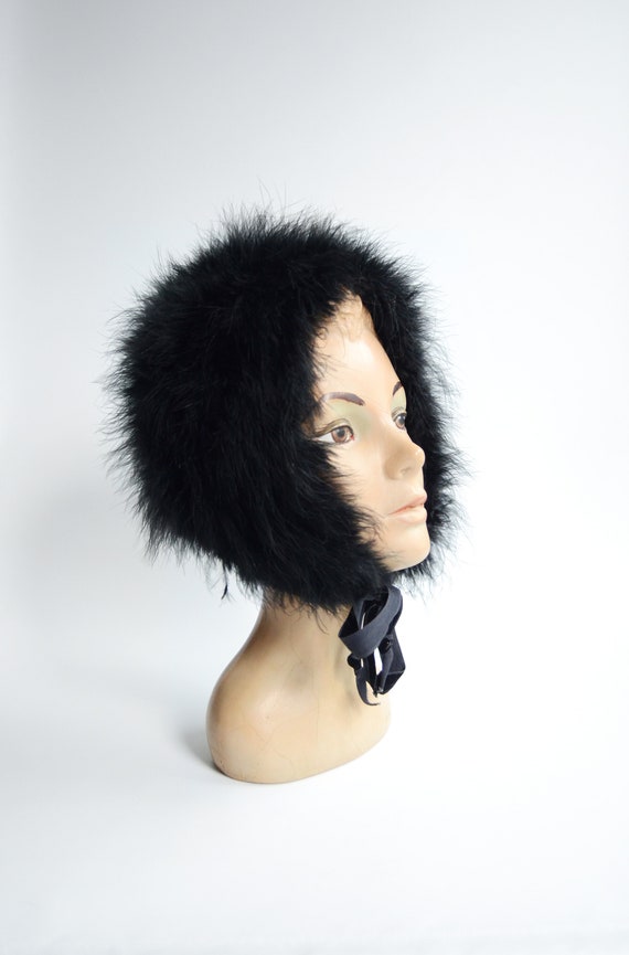 1950s Black Ostrich Feather Hood Hat