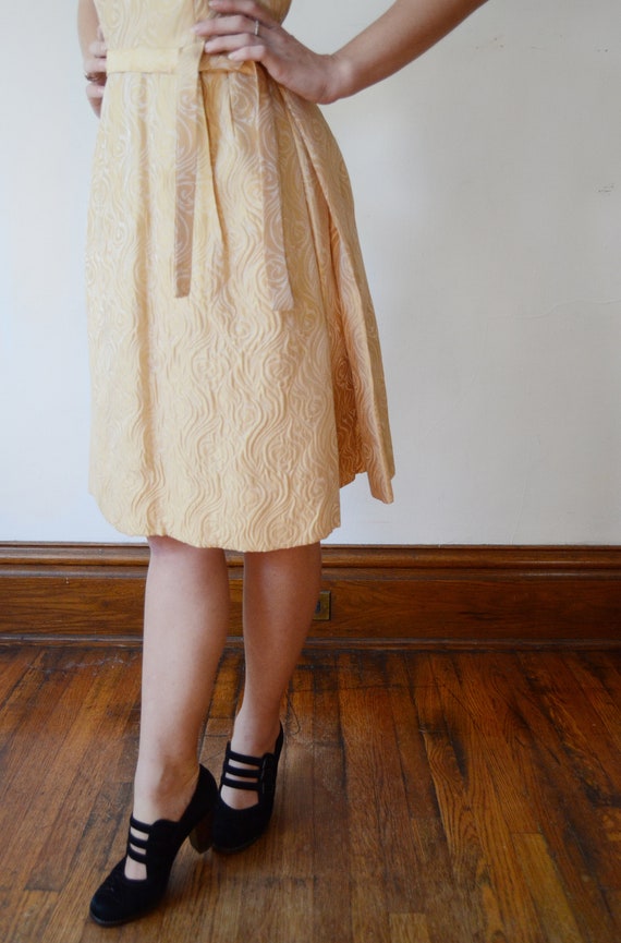 1960s Red and Gold Brocade Evening Dress