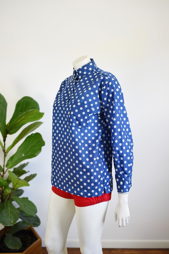 1970s Nylon Polka Dot Ski Blouse - S - image 9