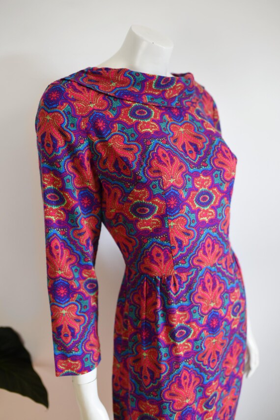 1960s Psychedelic Paisley Dress - M - image 6