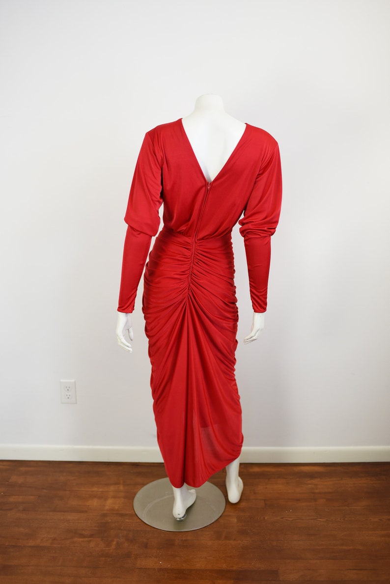 1980s Laura Winston Red Party Dress S/M image 7