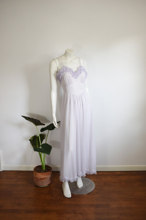 1950s Purple Ruffle Nightgown - S