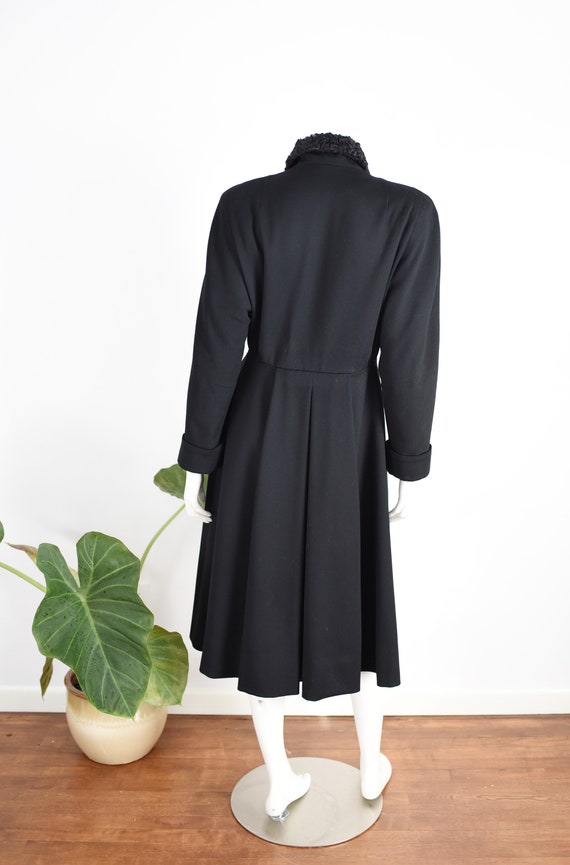 1940s Black Wool and Lamb Princess Coat - M/L - image 7