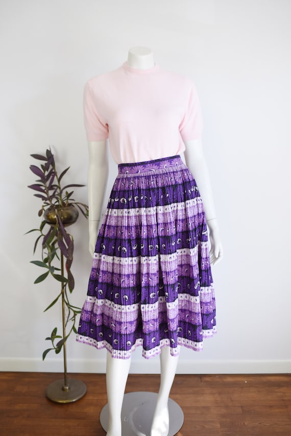 1950s Purple Pleated Skirt - XS/S - image 2