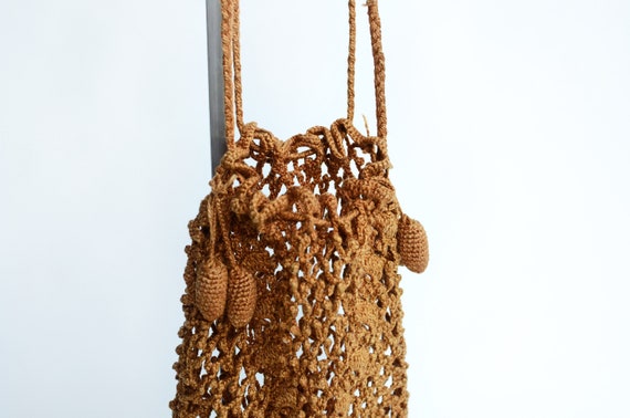 Edwardian Golden Brown Crochet Purse - image 8