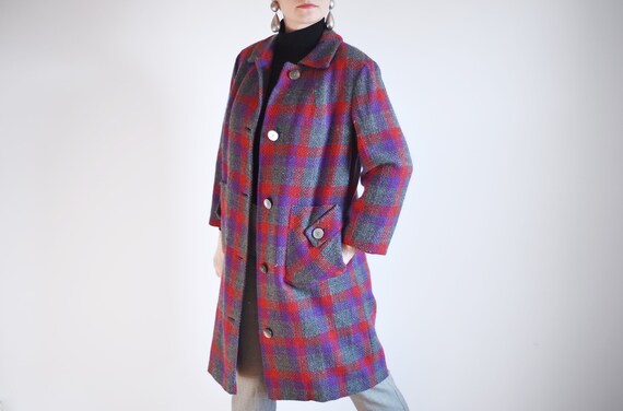 1950s Red and Purple Coat - M