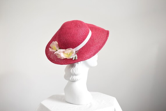 SALE 1980s Pink Liz Claiborne Sunhat