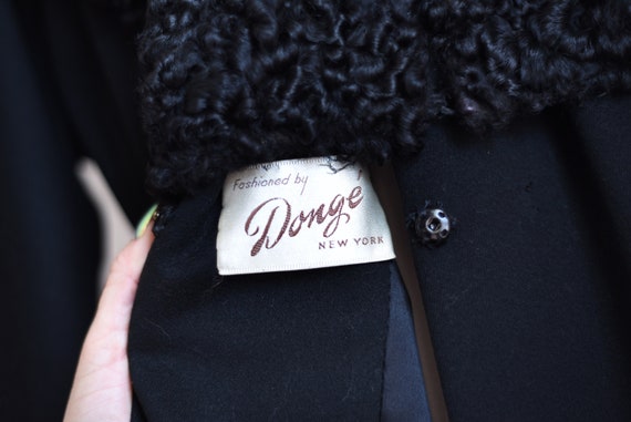 1940s Black Wool and Lamb Princess Coat - M/L - image 10