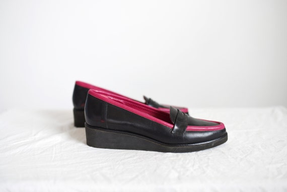 1980s Fuchsia and Black Platform Loafers - - image 2