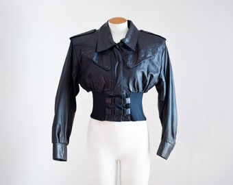 1980s Contempo Casuals Cropped Leather Jacket - S/M