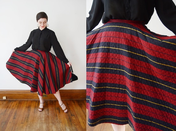 1950s Quilted Circle Skirt - XS