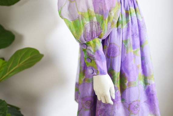 1960s Purple Floral Mini Dress - S - image 6