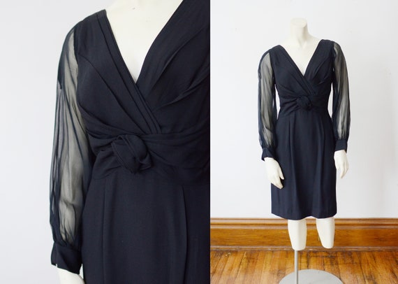 1960s Black Cocktail Dress - S - image 1