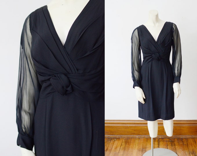 1960s Black Cocktail Dress - S