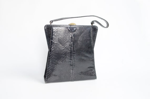 1950s Black Reptile Skin Purse - image 6