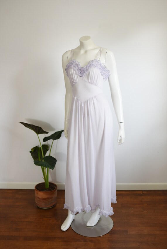 1950s Purple Ruffle Nightgown - S - image 3