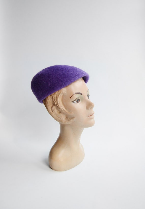 1960s Purple Mohair Beret Hat - image 5