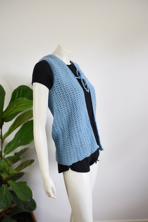 1970s Blue Knit Vest - S