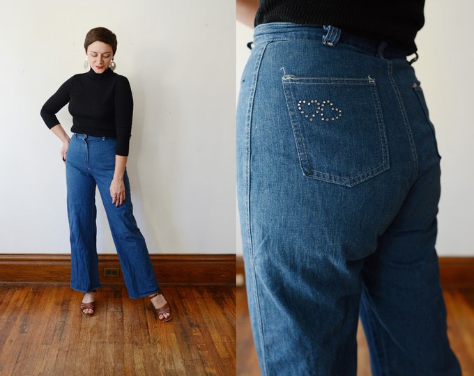 1980s High Waist Flare Jeans - S/M