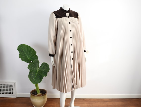 70s Lane Bryant Knife Pleat Trapeze Coat - M/L