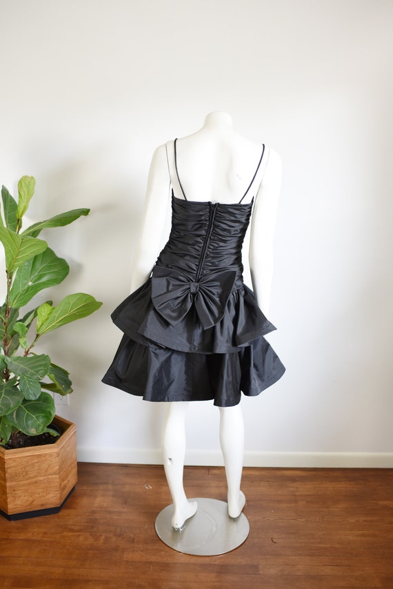 1980s Black Ruffled Party Dress - XS/S - image 3