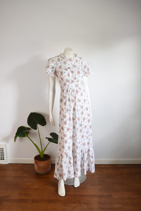 1970s Floral Maxi Dress - S