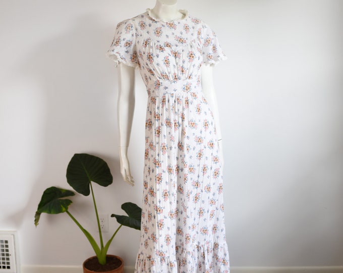 1970s Floral Maxi Dress - S