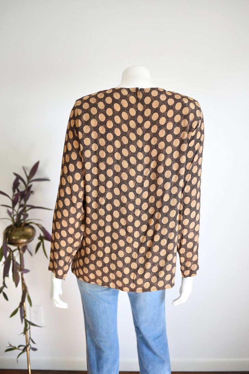 1980s Silk Polka Dot Blouse M image 9