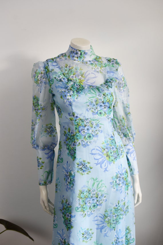 1970s Floral Prairie Maxi Dress - XS/S - image 3