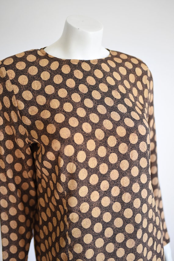 1980s Silk Polka Dot Blouse - M - image 4