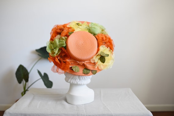1950s Orange Flower Sunhat