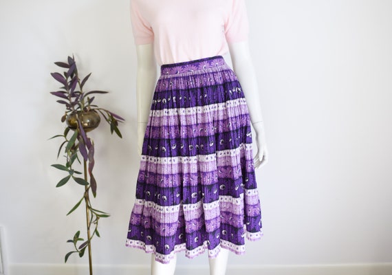 1950s Purple Pleated Skirt - XS/S