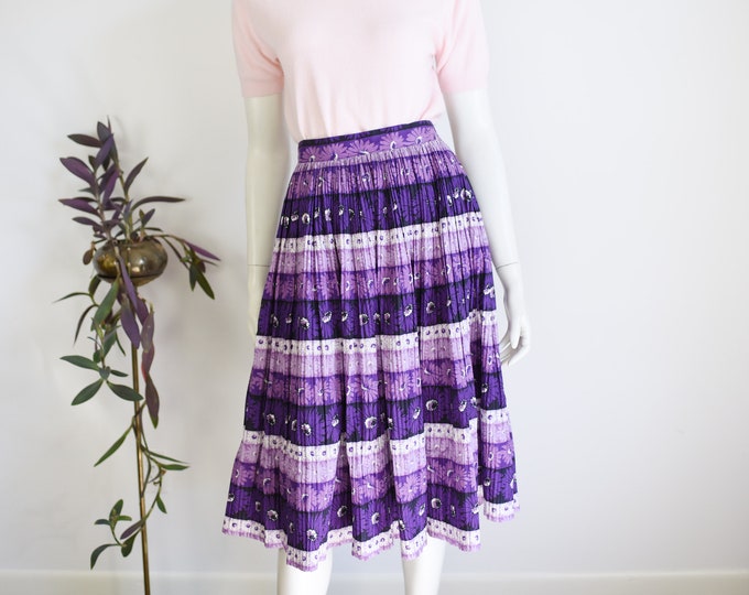 1950s Purple Pleated Skirt - XS/S