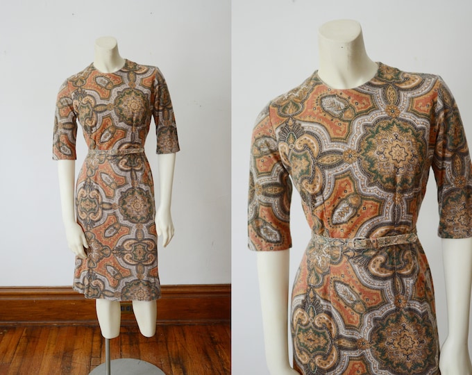 1960s Paisley Fitted Dress - XS