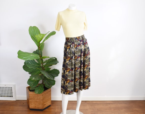SALE 1980s Jones New York Novelty Rayon Skirt - M
