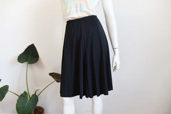 1970s Black Skirt Slinky A-line Jersey - S