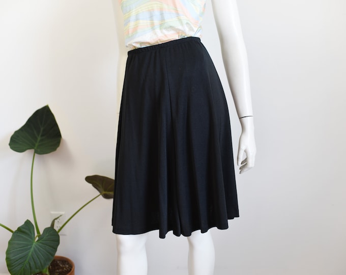 1970s Black Skirt Slinky A-line Jersey - S