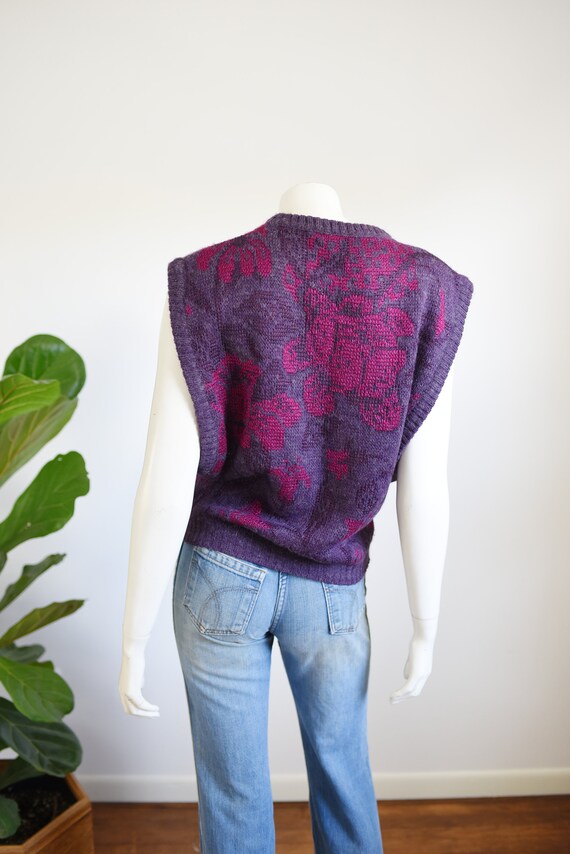 1980s Mohair Floral Sweater Vest - M - image 3