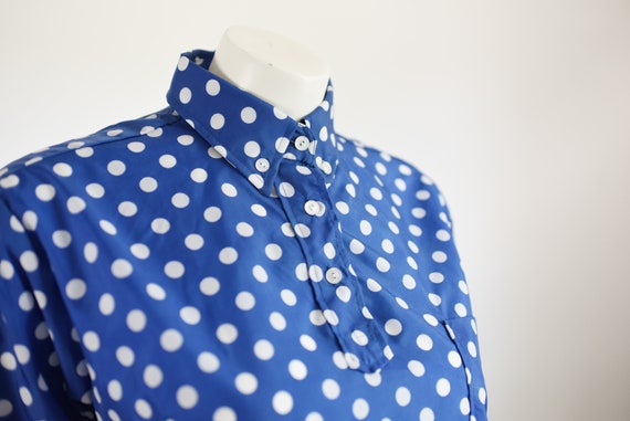 1970s Nylon Polka Dot Ski Blouse - S - image 3