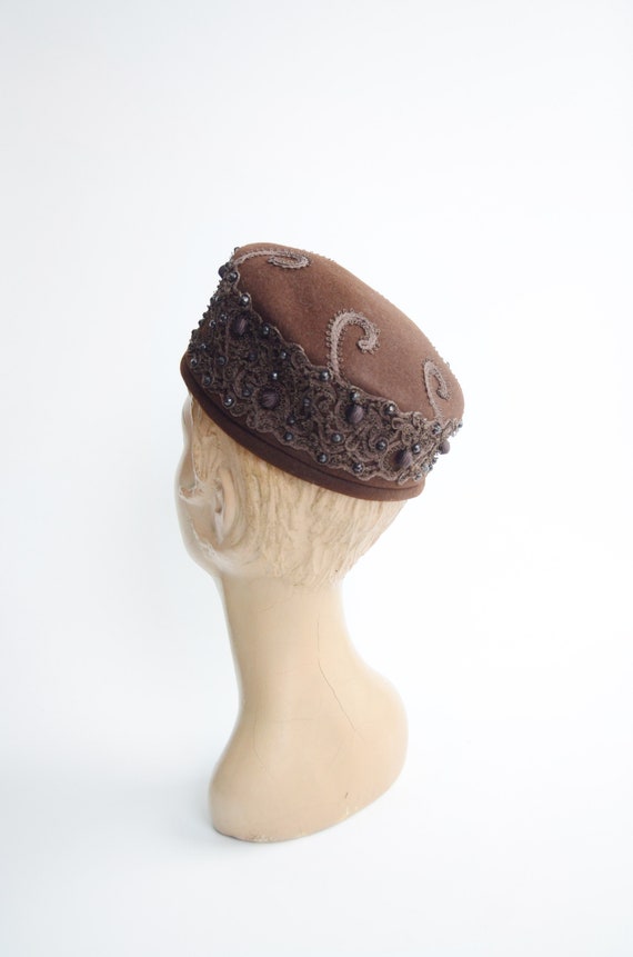 1950s/1960s Brown Pillbox Hat - image 4