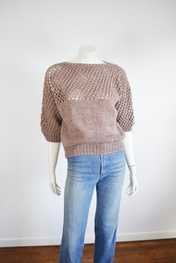 Brown Handknit Sweater - S/M - image 5